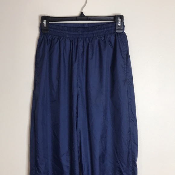 Vintage Nike dark blue windbreaker pants with swoosh on front leg size M 8-10 - Picture 2 of 12